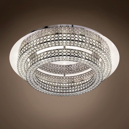 Joshua Marshal Engaged 26 Two Tier LED Chrome Flush Mount with Clear Crystal Accents" 701782-001